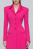 Fuchsia Notched Lapel Single-Breasted A Line Blazer Dress