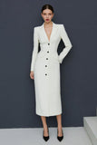 Ivory Notched Lapel Single-Breasted Sheath Blazer Dress