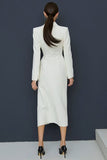 Ivory Notched Lapel Single-Breasted Sheath Blazer Dress