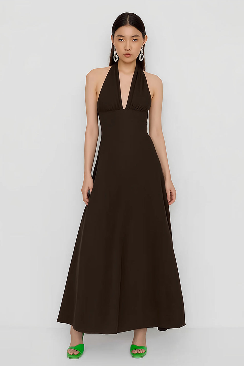 ZAPAKA Women Coffee Wedding Guest Dress A-Line Halter Satin Long Formal Dress ZAPAKA UK ZAPAKA Women Coffee Wedding Guest Dress A-Line Halter Satin Long Formal Dress ZAPAKA UK