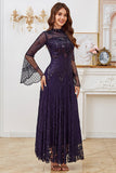 Lace Beaded Black Long Sleeve Mother of the Bride Dress