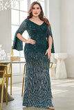 Black Sequin V-Neck Plus Size Mother of the Bride Dress