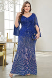 Black Sequin V-Neck Plus Size Mother of the Bride Dress