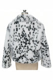 Apricot Leopard Print Faux Fur Women Coat with Long Sleeves