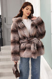 Hooded Faux Fur Steel Grey Thickened Women Coat