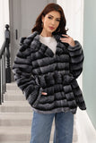 Hooded Faux Fur Steel Grey Thickened Women Coat