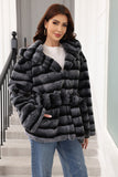 Hooded Faux Fur Steel Grey Thickened Women Coat