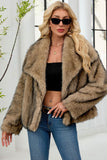 Faux Fur Thickened Lapel Brown Women Coat