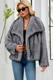 Faux Fur Thickened Lapel Brown Women Coat