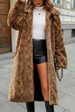 Snake Brown Faux Fur Thickened Shawl Lapel Women Coat