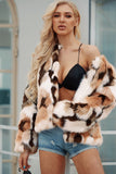 White and Apricot Cardigan Women Faux Fur Coat