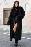 Black Faux Fur Women Long Winter Coat