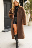 Black Faux Fur Women Long Winter Coat
