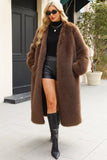 Black Faux Fur Women Long Winter Coat