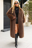 Black Faux Fur Women Long Winter Coat