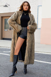 Black Faux Fur Women Long Winter Coat