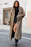 Black Faux Fur Women Long Winter Coat