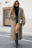 Black Faux Fur Women Long Winter Coat