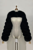 Steel Grey Faux Fox Fur Winter Shawl Women Coat