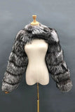 Steel Grey Faux Fox Fur Winter Shawl Women Coat
