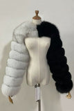 Steel Grey Faux Fox Fur Winter Shawl Women Coat