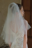 Short Ivory Tulle Bridal Veil with Pearls