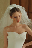 Simple Short Ivory Tulle Bridal Veil