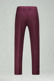 Burgundy Red High Waisted Men's Suits Pants for Wedding