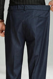 Dark Blue Straight Leg Men's Suit Pants