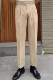 Blue High Waisted Men's Suit Pants