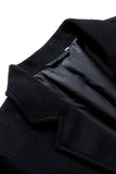 Black Single Breasted Notched Lapel Men's Winter Coat
