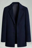 Black Single Breasted Notched Lapel Men's Winter Coat