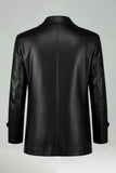 Black Lapel Leather Single Breasted Men's Trench Coat