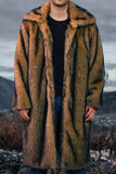 White Shawl Lapel Faux Fur Long Men's Coat