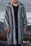 White Shawl Lapel Faux Fur Long Men's Coat