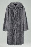 White Shawl Lapel Faux Fur Long Men's Coat