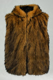Men's Camel Faux Fur Hooded Vest