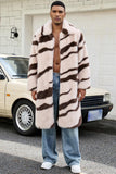 Apricot Zebras Faux Fur Open Front Long Men's Coat