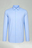 Men's Sky Blue Solid Long Sleeves Suits Shirt