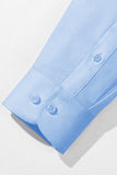 Men's Sky Blue Solid Long Sleeves Suits Shirt