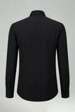 White Stripe Slim Fit Long Sleeves Men's Suits Shirt
