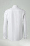 White Stripe Slim Fit Long Sleeves Men's Suits Shirt