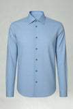 Men's Blue Grey Point Collar Long Sleeves Suits Shirt