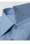 Men's Blue Grey Point Collar Long Sleeves Suits Shirt