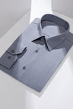 Men's Blue Grey Point Collar Long Sleeves Suits Shirt