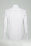 White Solid Long Sleeves Slim Fit Men's Suits Shirt