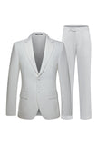 Notched Lapel 2 Piece White Single Breasted Men's Wedding Suits