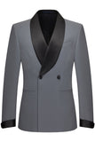 Grey Slim Fit Shawl Lapel 2 Piece Men's Suits