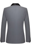 Grey Slim Fit Shawl Lapel 2 Piece Men's Suits