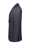 Grey Striped Notched Lapel 3 Piece Men's Suits
